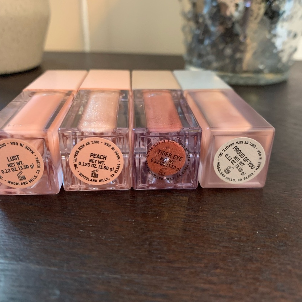 KKW Beauty Lip Gloss Set - Lust, Peach, Tiger Eye, Proud Of You